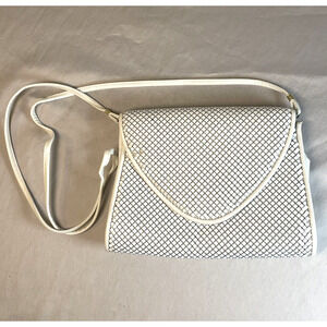 Whiting and Davis International Vtg Metal Mesh Leather Shoulder Bag Purse Cross